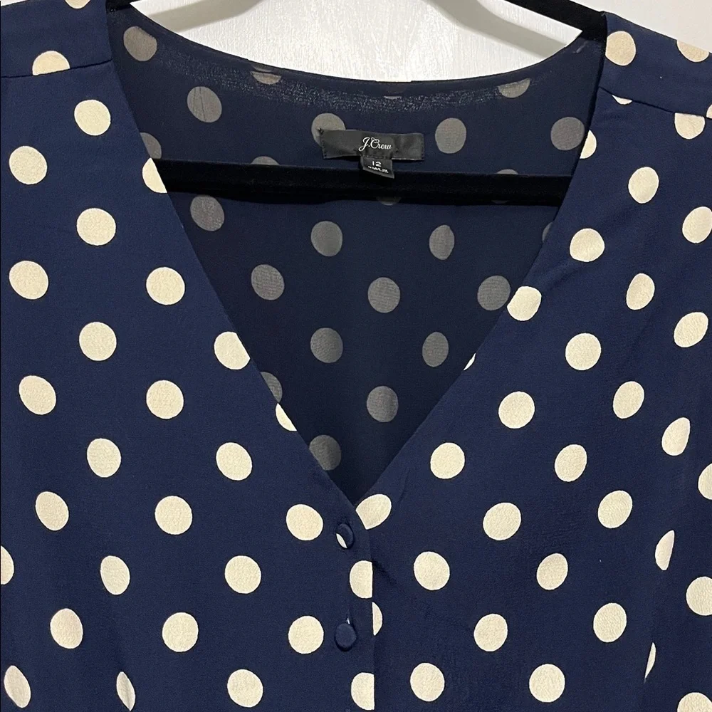 J. Crew Long Sleeve Peplum Polka Dot Top Sz 12